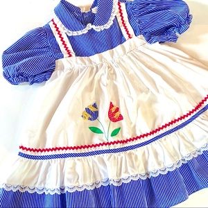 Vintage 80s Cradle Togs embroidered apron style babydoll toddler dress